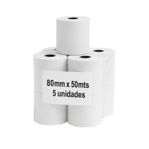 ROLLO TERMICO 80mm x 50mts x 5u